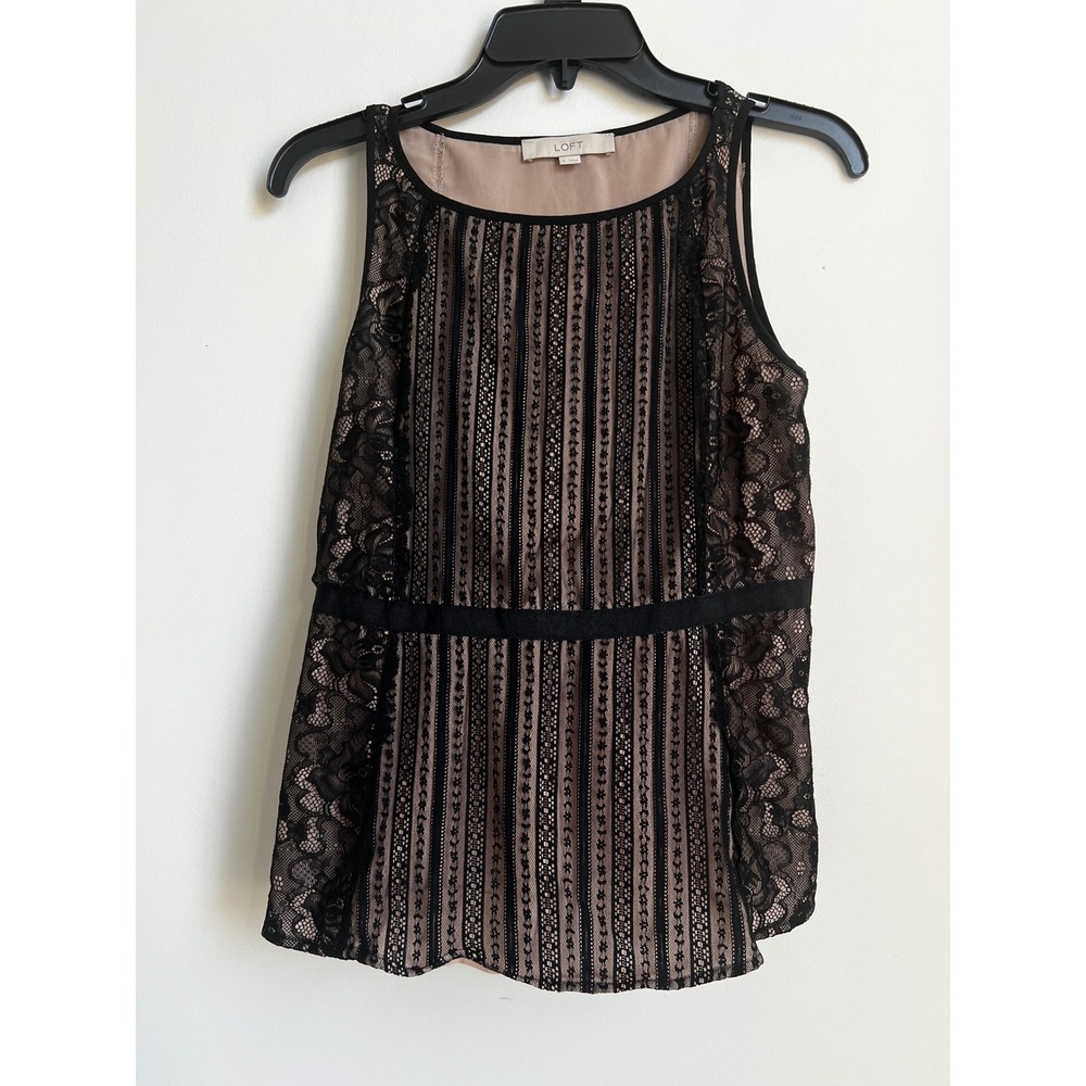 LOFT Black Lace Sleeveless Top Blouse‎ Size 0